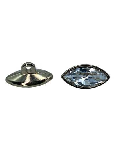 Gold Metal Button Slot Stem Strass Oval Convex 16x9 Mm