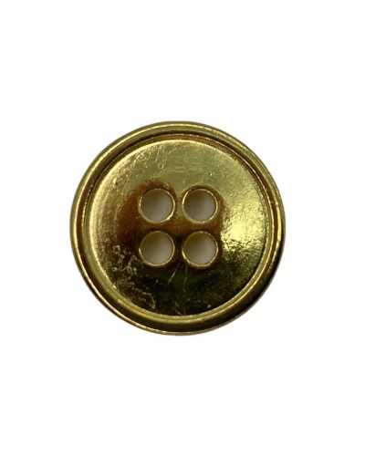 Runder glänzender goldener Metallknopf mit 4 flachen, glatten Löchern, 15 mm