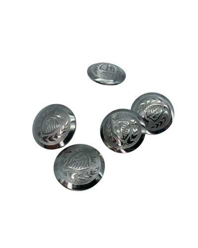 Bottone Bombato Metallo Asola Gambo Stemma Corona Mis 44- Mm 28