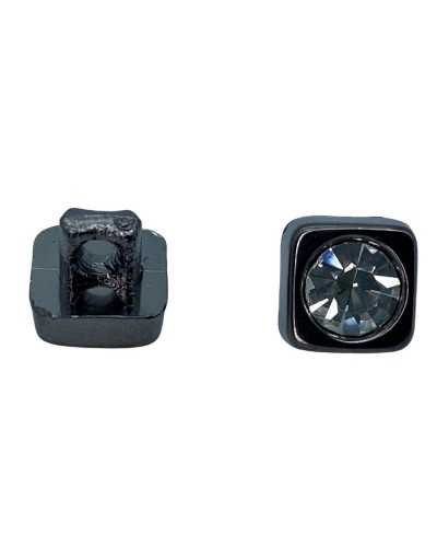 Ojal Botón De Resina Vástago Brillante Strass Forma Geométrica Cuadrado 8 Mm