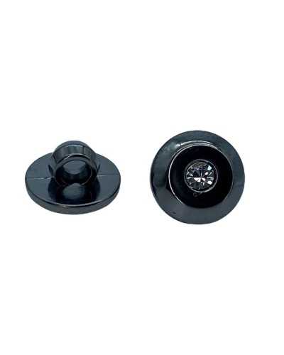 Round Zamak Resin Button Shiny Rhinestone Buttonhole Shank 1 Cm