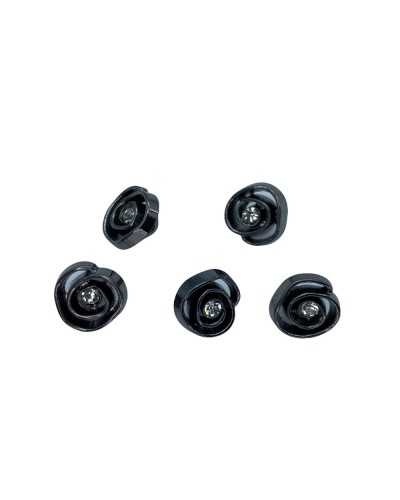 Bouton Résine Zamak Modèle Fleur Lisse Brillant Strass 10 Mm