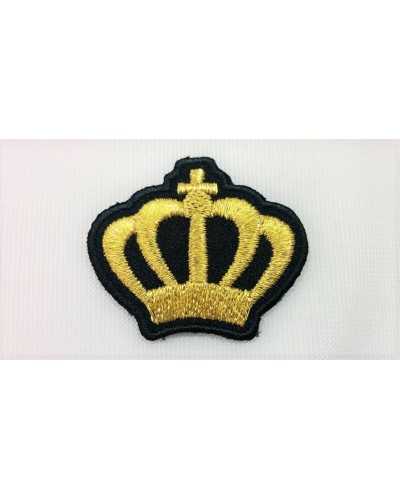 Iron-On Application Embroidered Gold Silver Black Base Crown Patch 40x35 Mm