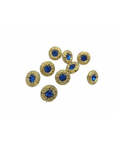Metallized Button Jewel Round Polished Gold Zama Buttonhole 11 Mm