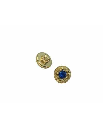 Botón Metalizado Joya Ojal Zama Redondo Oro Pulido 11 Mm