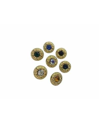 Metallisiertes Knopf-Juwel, rund, poliertes Gold-Zama-Knopfloch, 11 mm
