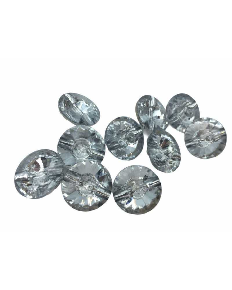 Bottone Resina Modello Tondo Cristallo Foro Passante Retro 2 Cm
