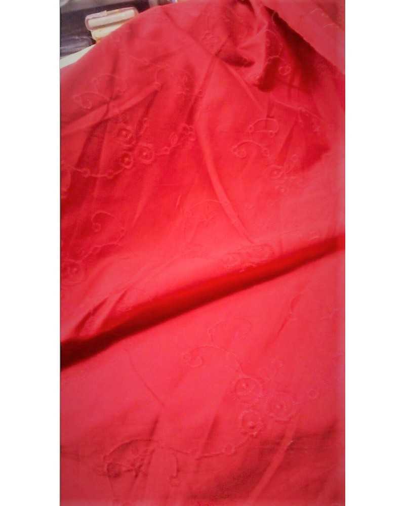Elastischer Baumwoll-Gabardine-Stoff, bestickt mit Blumen und Zweigen, 150 cm hoch