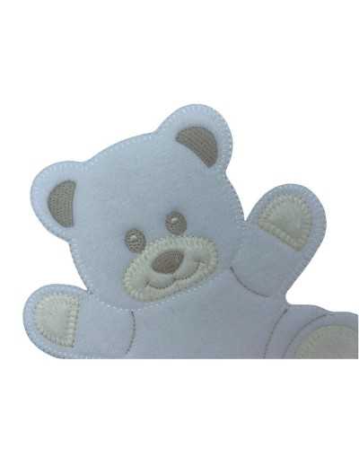 Aplicacion Parche Termoadhesivo Bebe Bordado Osito Terciopelo Piel 15x14 Cm