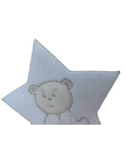Applicazione Termoadesiva baby Stella Orsetto Panna Velluto 13x13 Cm