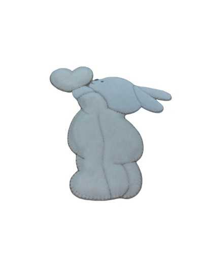 Thermoadhesive Application Baby Rabbit Velvet Heart 13X14 Cm