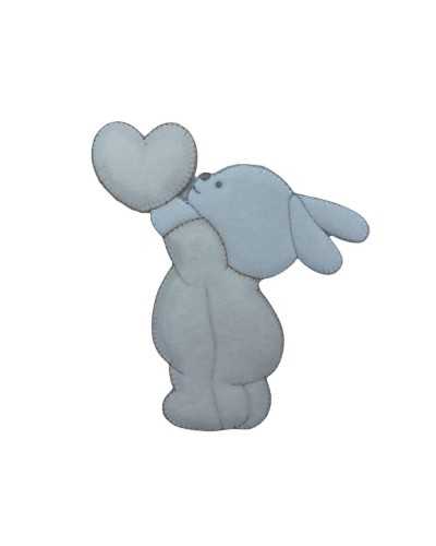 Application Thermocollante Bébé Lapin Velours Coeur 13X14 Cm