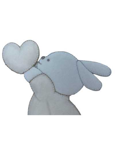 Thermoadhesive Application Baby Rabbit Velvet Heart 8x7 Cm