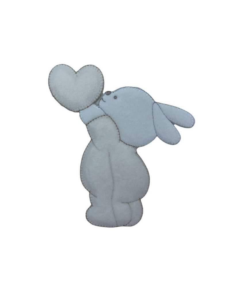 Application Thermocollante Bébé Lapin Velours Coeur 8x7 Cm