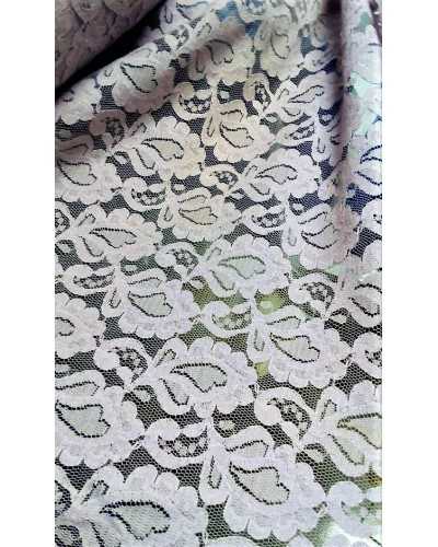 Tela de encaje mezcla de algodón con diseño de cashmere lila y hoja rosa de 110 cm de altura