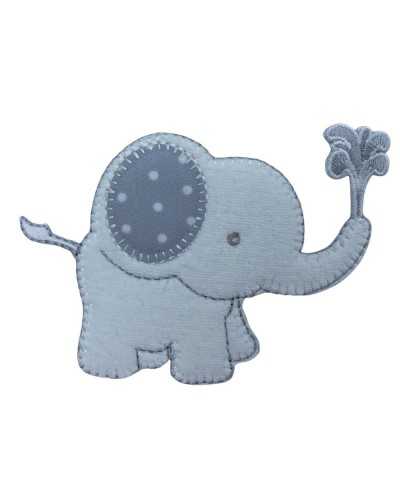 Thermoadhäsive Applikation, Baby-Chenille-Elefant-Stickerei, 8 x 9 cm
