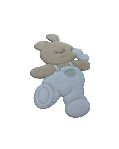 Aplicación Termoadhesivo Baby Bear Peto Terciopelo Pollito Blanco 10x6 Cm