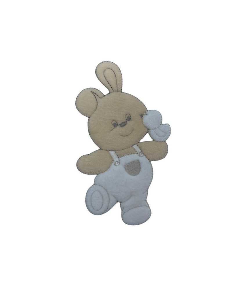 Aplicación Termoadhesivo Baby Bear Peto Terciopelo Pollito Blanco 10x6 Cm