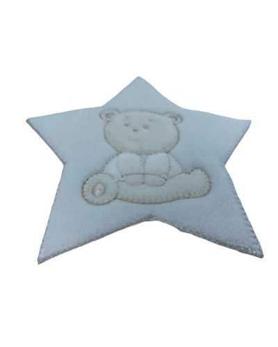 Thermoklebender Baby-Patch mit besticktem Stern und Chenille-Teddybär, 65 x 65 mm