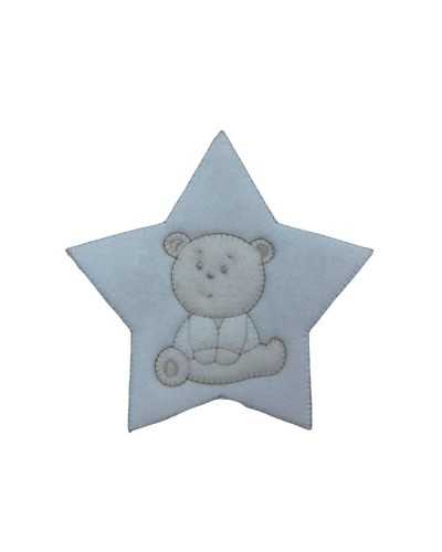 Thermo-adhesive baby patch embroidered star with chenille teddy bear 65x65 mm