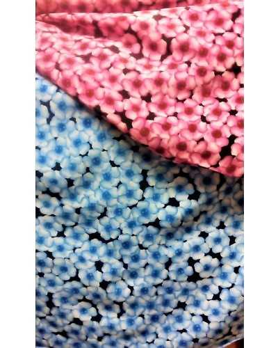 Hand silk crepe de chine fabric printed with Provençal flowers 150 cm high