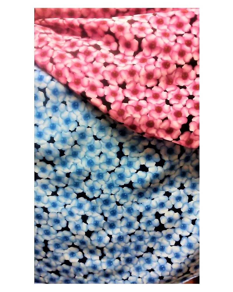 Hand silk crepe de chine fabric printed with Provençal flowers 150 cm high