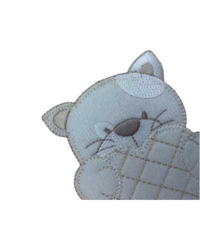Thermoadhesive Application Velvet Embroidery Patch Cat Quilted Heart 8x9 Cm
