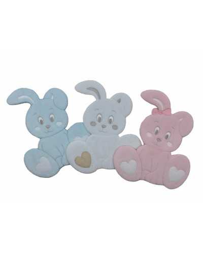 Thermoadhäsive Anwendung Baby-Kaninchen-Samtschleifenherz 14 x 11,5 cm