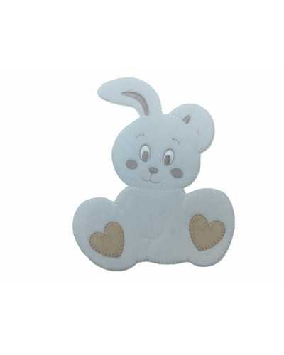 Thermoadhäsive Anwendung Baby-Kaninchen-Samtschleifenherz 14 x 11,5 cm