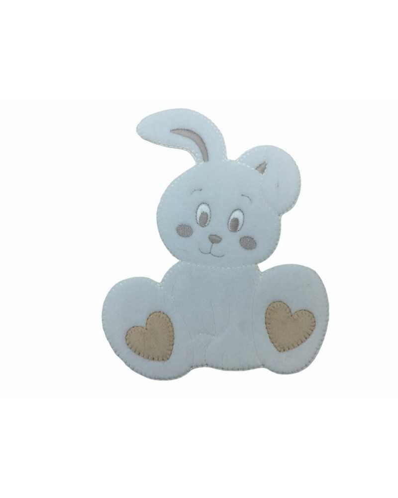 Thermoadhäsive Anwendung Baby-Kaninchen-Samtschleifenherz 14 x 11,5 cm