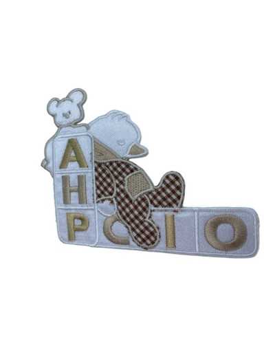 Thermoadhäsive Applikation Baby-Stickerei Küken Mickey Mouse Braun Vichy 10X8 cm