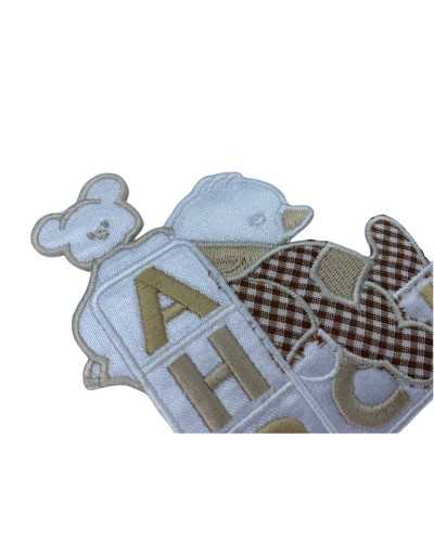 Thermoadhesive Application Baby Embroidery Chick Mickey Mouse Brown Vichy 10X8 Cm