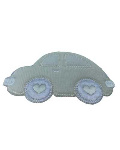 Applicazione Termoadesiva Baby Auto Velluto Ruote Cuore 9X6 Cm
