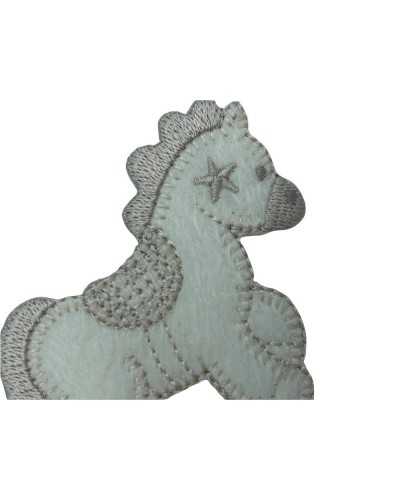 Applicazione Termoadesiva Baby Ricamo Stella Cavallo Mini Pony Panna 55x65 Mm