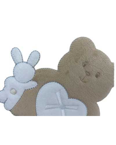 Aplicación Termoadhesiva Parche Bordado Bebé Terciopelo Conejito Oso Corazón 6x7 Cm