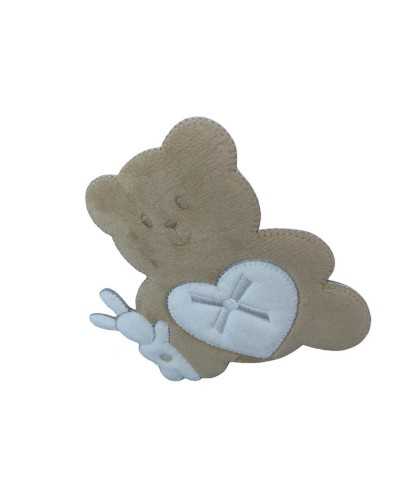 Aplicación Termoadhesiva Parche Bordado Bebé Terciopelo Conejito Oso Corazón 6x7 Cm