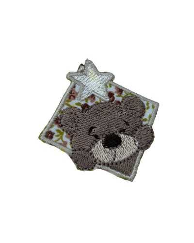 Thermoadhäsive Applikation Baby-Stickerei Rhombus Bär Stern 5 cm