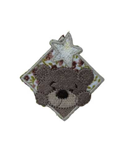 Thermoadhesive Application Baby Embroidery Rhombus Bear Star 5 Cm