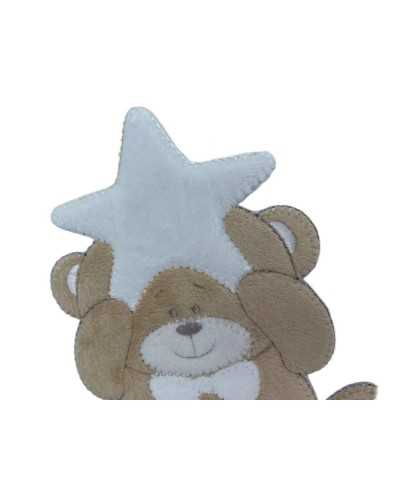 Anwendung Aufnäher zum Aufbügeln, Stickerei, Baby-Chenille-Samt, Teddybär, Schleife, Stern, 14 x 12 cm