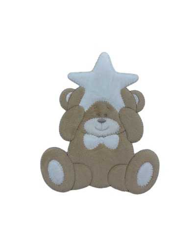Anwendung Aufnäher zum Aufbügeln, Stickerei, Baby-Chenille-Samt, Teddybär, Schleife, Stern, 14 x 12 cm