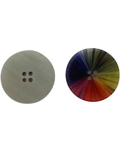 Bouton Coco Polyester 4 Trous Arc-en-Ciel Multicolore Taille 18 Millimètres
