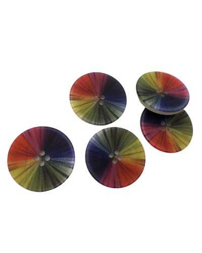 Polyester Coconut Button 4 Rainbow Multicolor Holes Size 18 Millimeters