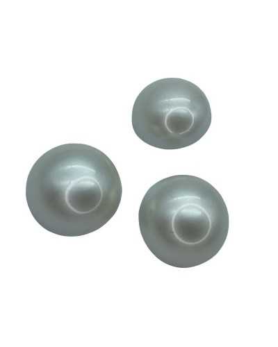 Bouton Demi Perle en Résine Plastique Brillante Blanc Laiteux Tige 28 Mm