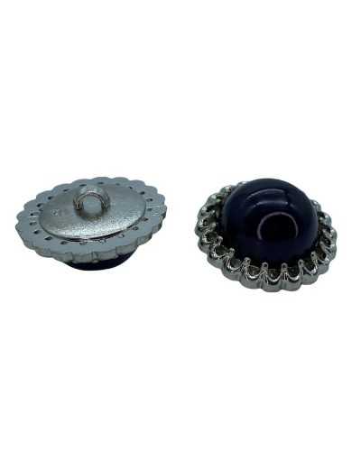 Juwelenknopf, konvexe Aluminiumkrone, silberner Schaft, zentrale Perle, 23 mm
