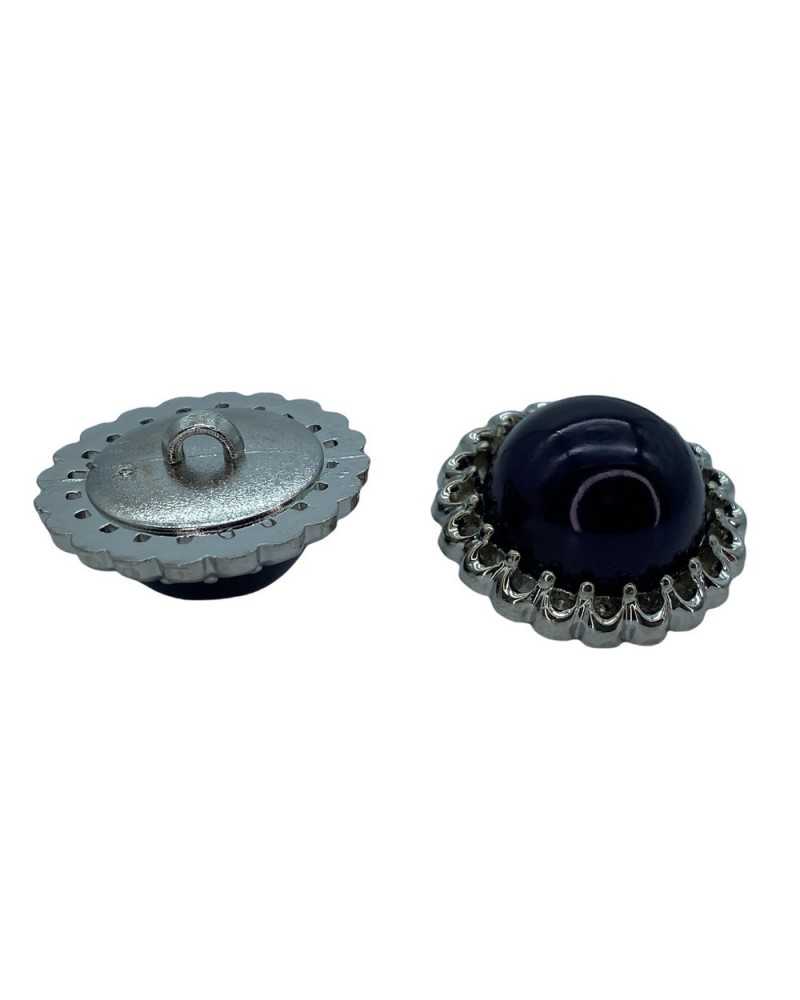 Jewel Button Convex Aluminum Crown Silver Shank Central Pearl 23 Mm