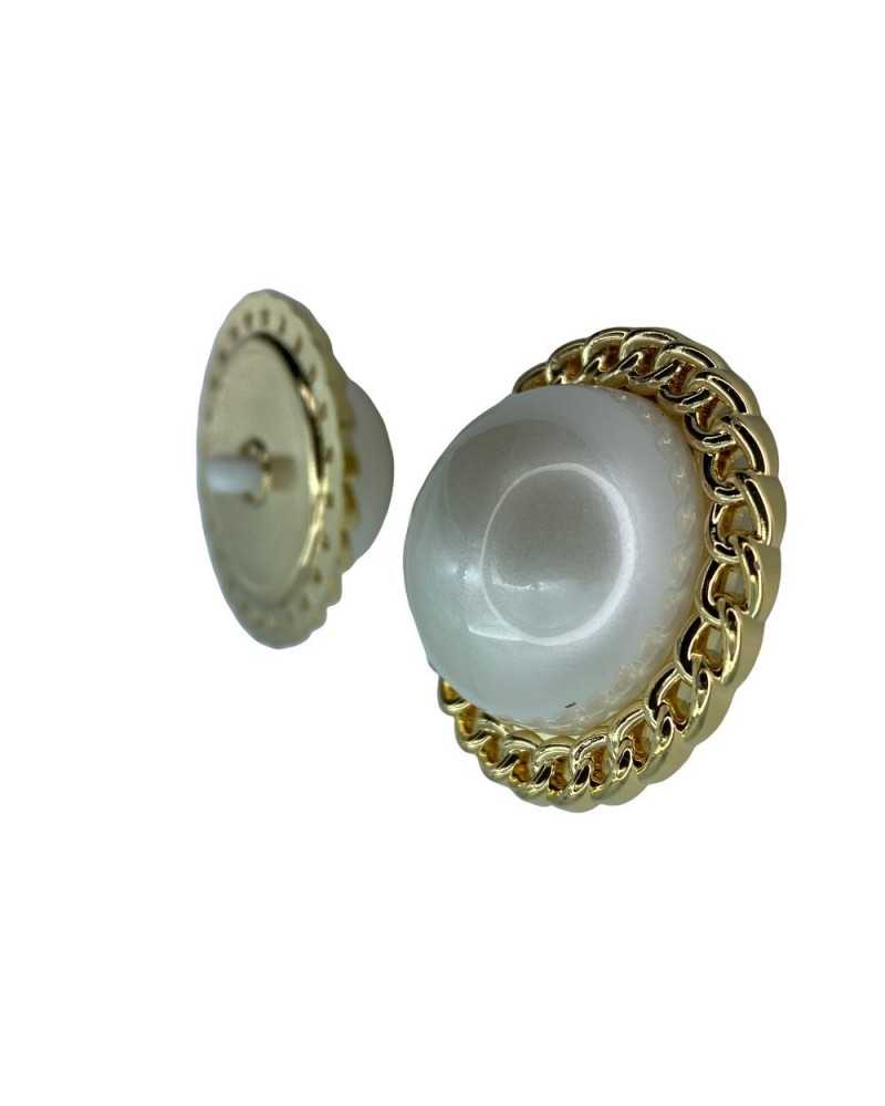 Bijou Bouton Couronne Convexe Tige Aluminium Perle Centrale 32 Mm