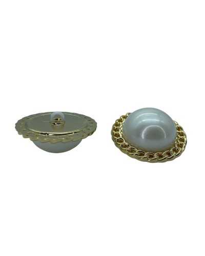 Botón Joya Corona Convexa Aluminio Vástago Perla Central 32 Mm