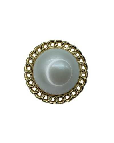 Bijou Bouton Couronne Convexe Tige Aluminium Perle Centrale 32 Mm