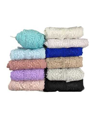 Passementerie Dentelle Pointe De Tulle Festonnée Feuille Broderie Main Coton Maté Haute 7 Cm
