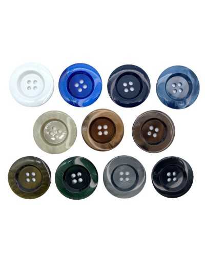 Button 4 Holes Round Flat Glossy Mother of Pearl Effect 23 Mm